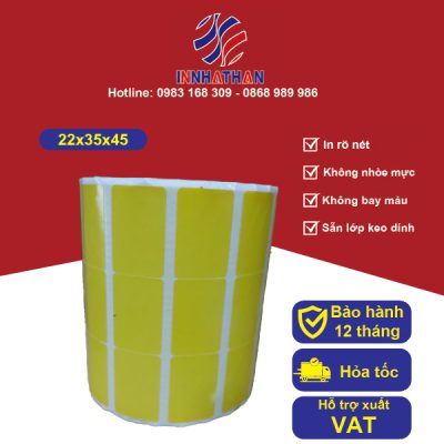 Tem decal giấy vàng 22x35mm x45m